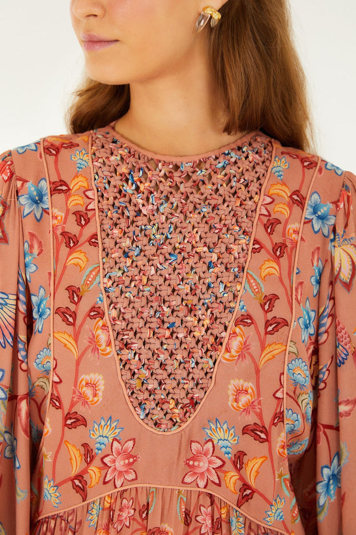 Farm Rio Boho Dress in Mocha