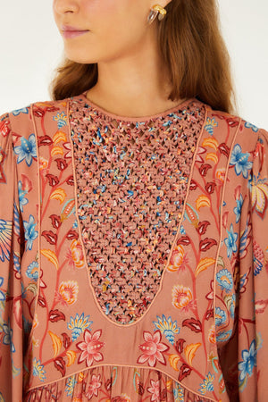 Farm Rio Boho Dress in Mocha
