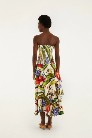 Farm Rio Strapless Maxi Dress in Florart Sand