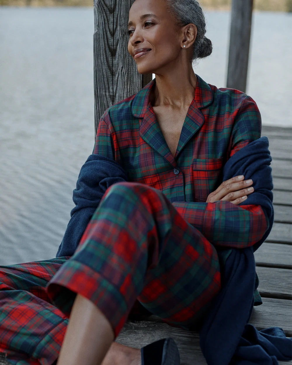 Petite Plume Women's Twill Pajama Set in St. James Tartan