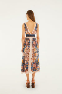 Farm Rio Garden Scarf Midi Dress in Soft Pink