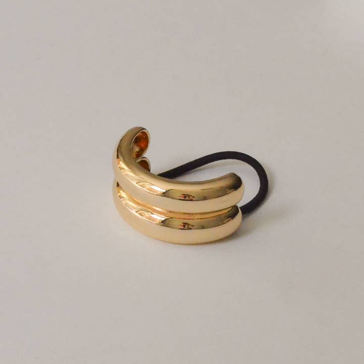 Nar'sha Wide Double Arch Metal Ponytail Hair Tie Gold