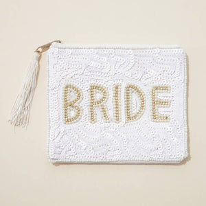 Frem "Bride" Sequin and Beaded Small Pouch with Tassel