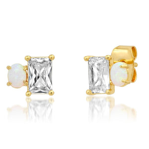 Tai Jewelry - CZ and Opal Toi et Moi Studs