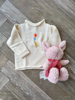 A Soft Idea Bear with Balloons Roll Neck in Natural