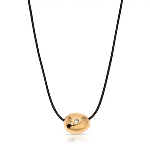 Ettika Polished Pebble Leather Pendant Necklace