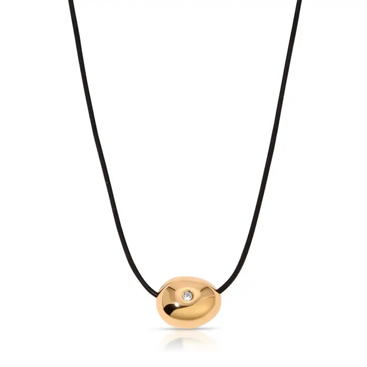 Ettika Polished Pebble Leather Pendant Necklace