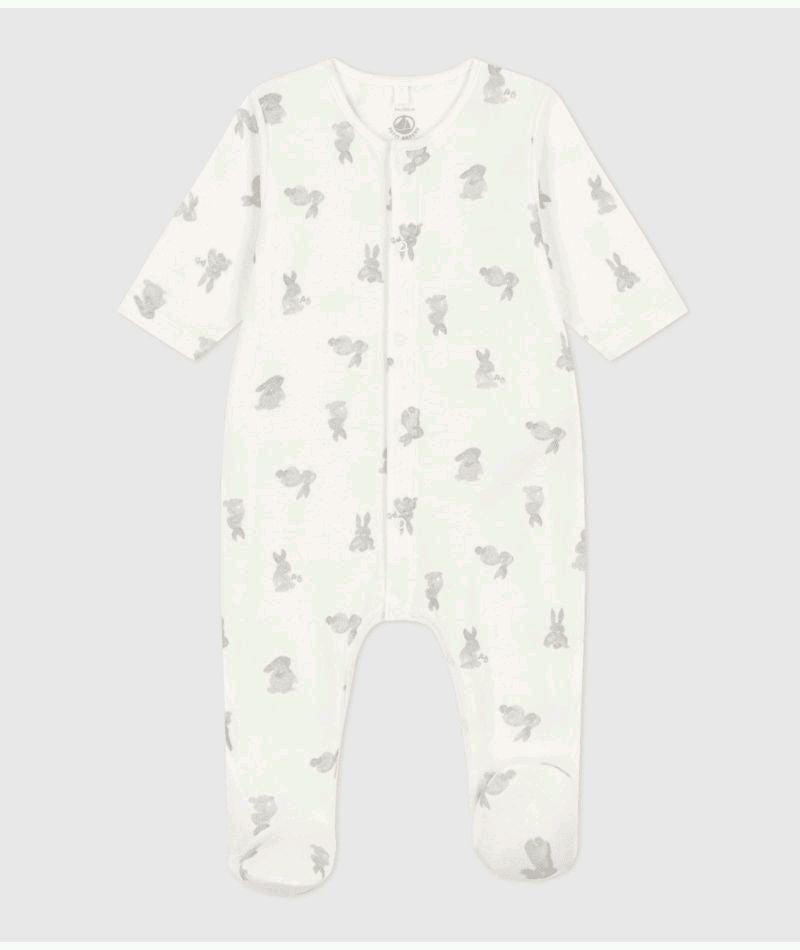 Petit Bateau Snap Footie in Bunny Print