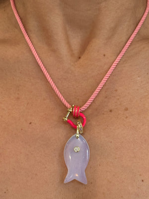 Forever Blythe Gemstone Single Fish Pendant Necklace - Assorted