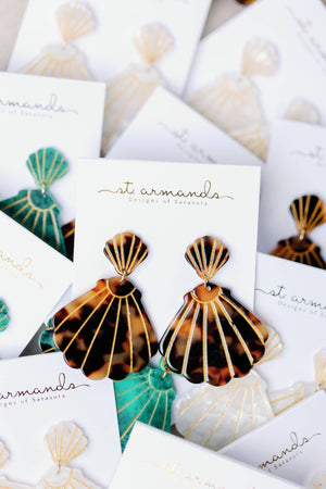 St Armands Brown Tortoise Shell Statement Earrings