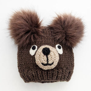 Huggalugs Knit Beanie in Brown Bear