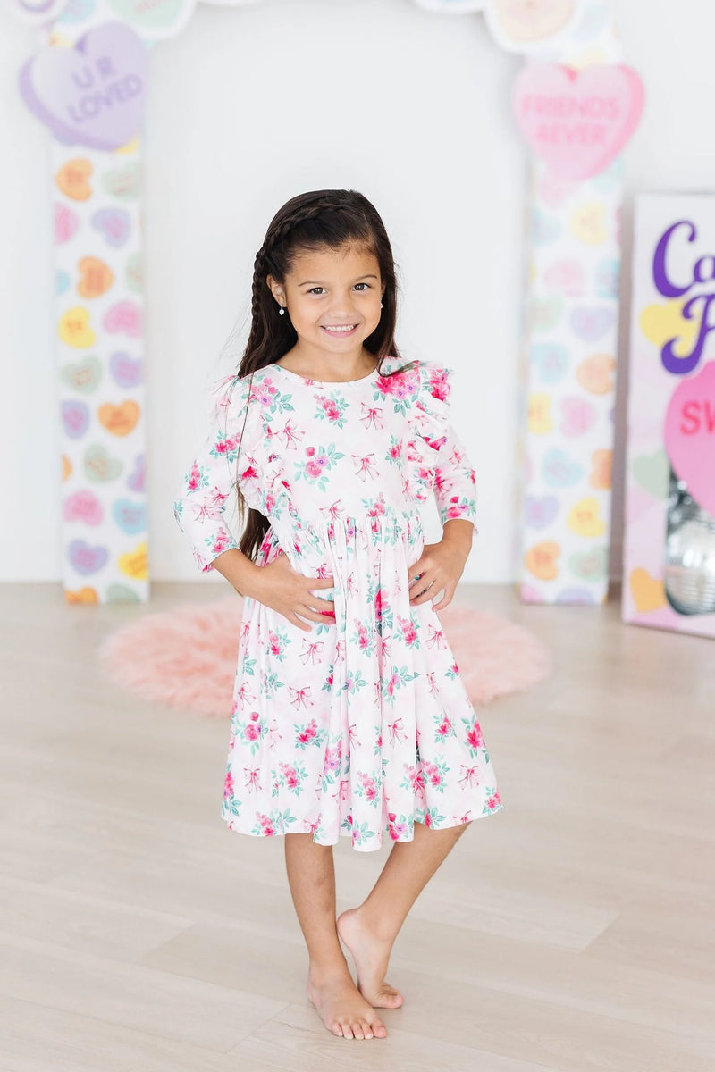 Mila & Rose Ruffle Twirl Dress in Gingham Bows