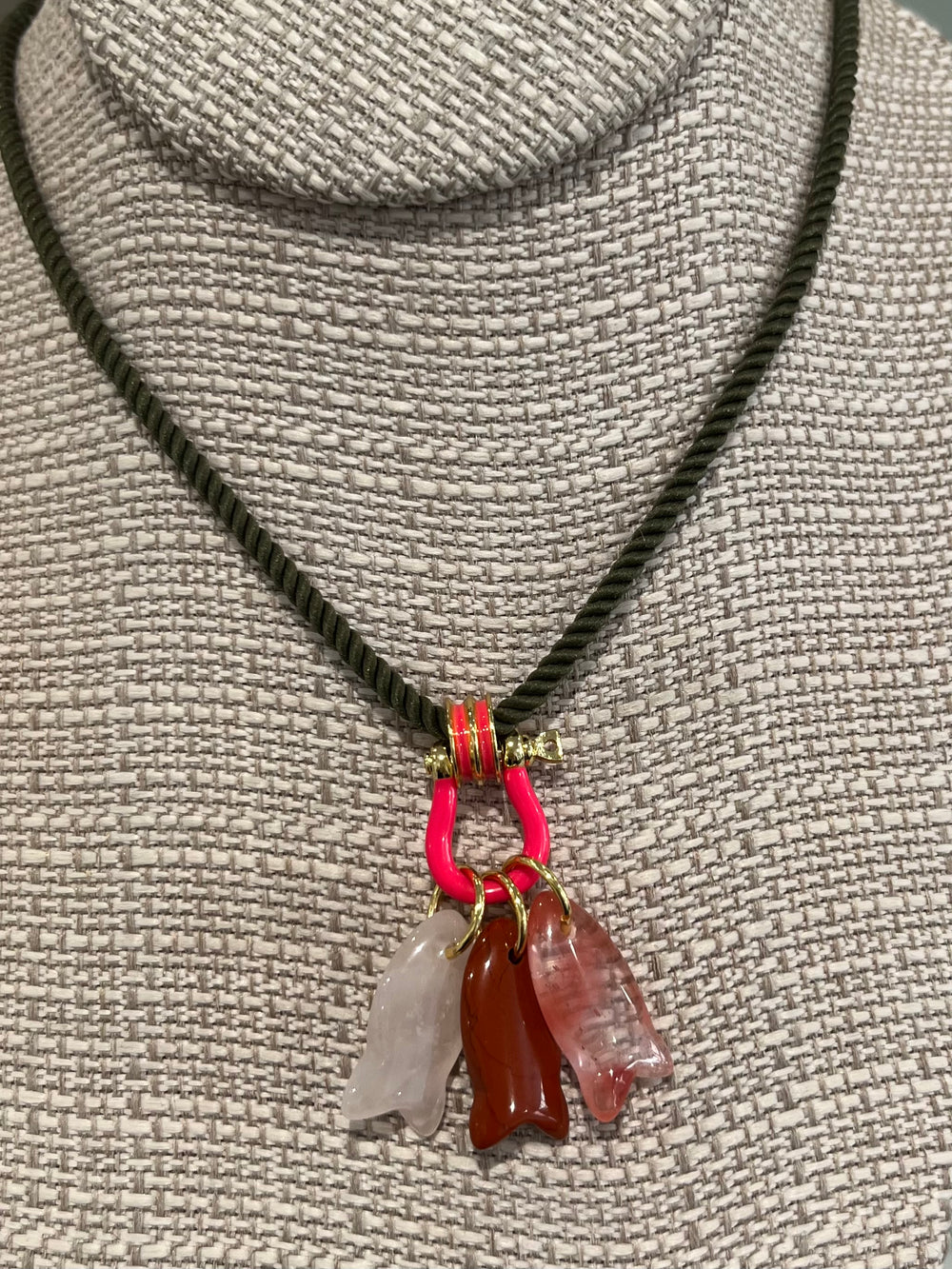Pink/Rose/Carnelian on Olive