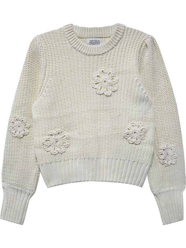 Fifteen Twenty Brylee Floral Sweater in Cream