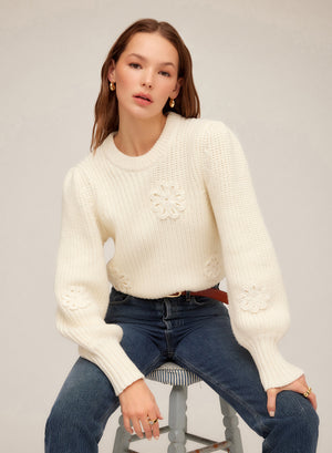 Fifteen Twenty Brylee Floral Sweater in Cream