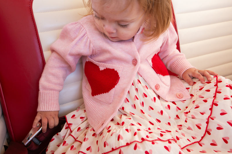 Pink Chicken Baby Judith Dress Set in Paper Hearts