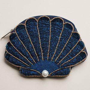 Frem Seashell Beaded Coin Purse with Pearl Accent