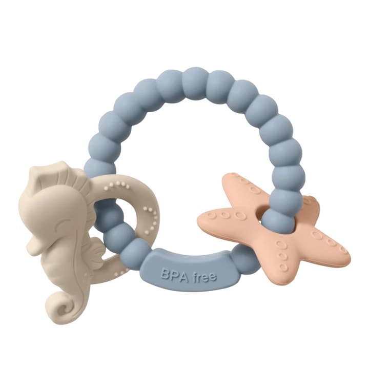 Three Hearts Seahorse Teething Ring - Multiple Colors!