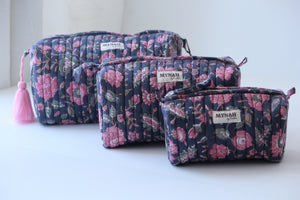 MYNAHbySmitha Quilted Travel Bag in Indian Rose Garden Print -Assorted Sizes