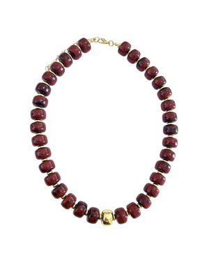 Gemelli - Rachel Chunky Beaded Necklace - Maroon