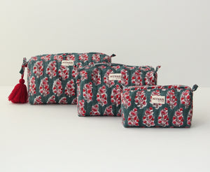 MYNAHbySmitha Quilted Travel Bag in Emerald Motif -Assorted Sizes