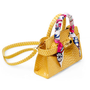 Zomi Gems Crocodile Scarf Handbag in Yellow