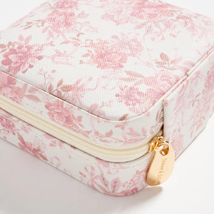 Frem NYC Floral Travel Jewelry Box with Mirror in Pink
