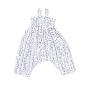 Angel Dear Smocked Romper in Kimberly Floral Stripe