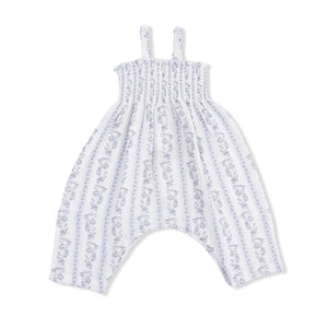 Angel Dear Smocked Romper in Kimberly Floral Stripe