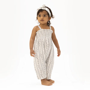 Angel Dear Smocked Romper in Kimberly Floral Stripe