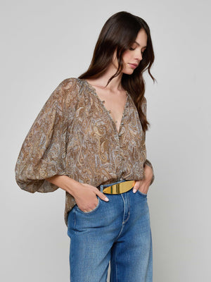 L'Agence Teagan Dolman Sleeve Blouse in Ditsy Paisley