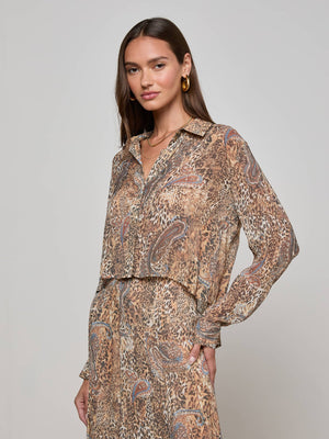 L'Agence Cosette Button-Down Shirt in Valencia Leopard