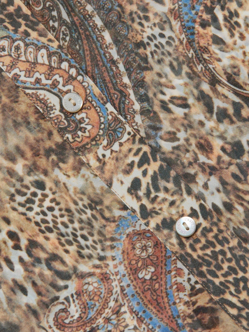 L'Agence Cosette Button-Down Shirt in Valencia Leopard