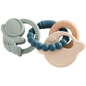 Three Hearts Elias Space Teether in Teal