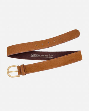 Amsterdam Heritage Chrisje Cowhide Belt in Camel