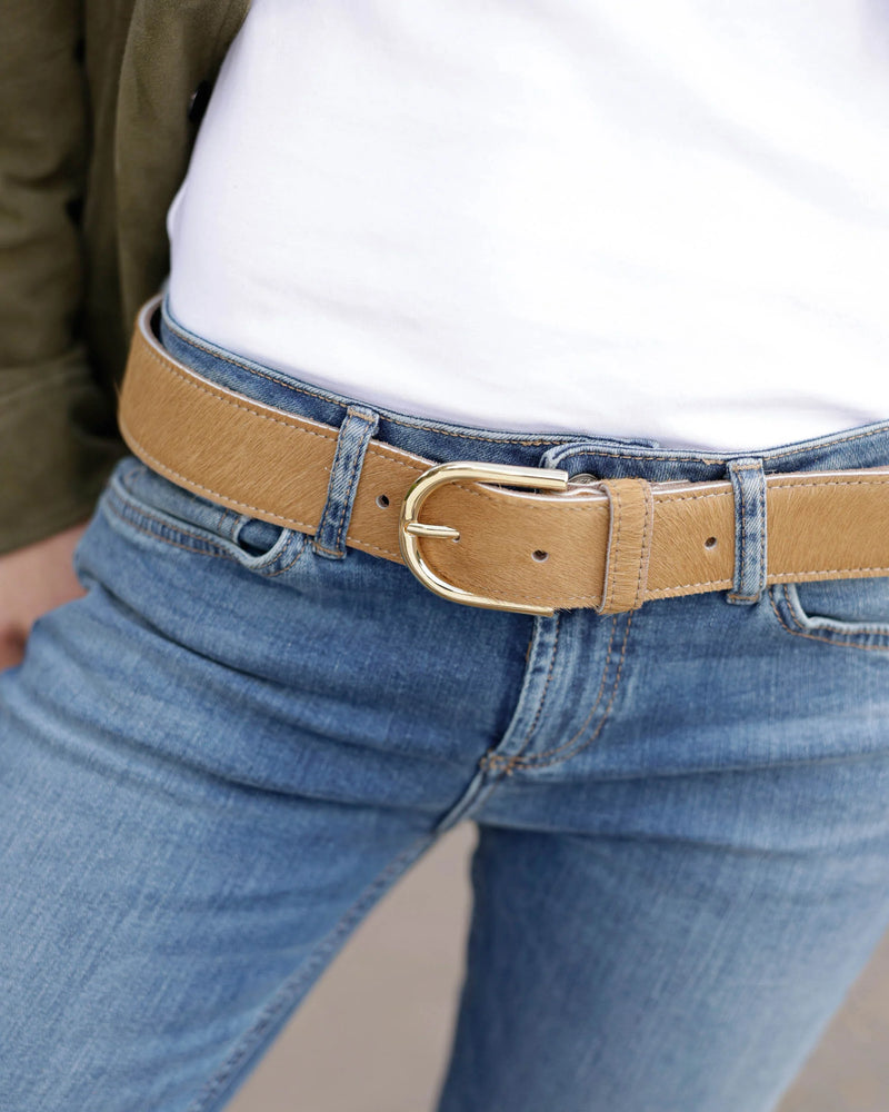 Amsterdam Heritage Chrisje Cowhide Belt in Camel