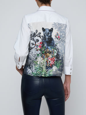 L'Agence Fawn Scarf Back Top in Floral Panther