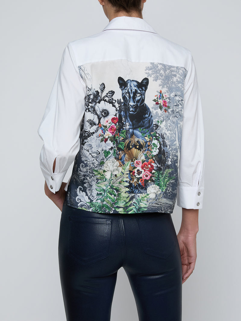 L'Agence Fawn Scarf Back Top in Floral Panther