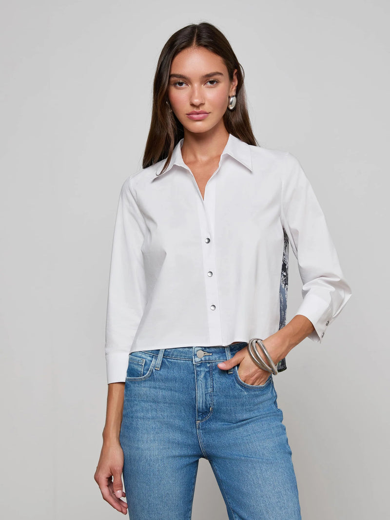 L'Agence Fawn Scarf Back Top in Floral Panther