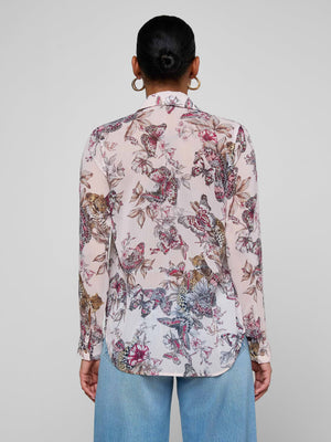 L'Agence Laurent Blouse in Nocturnal Pink Butterfly Jungle
