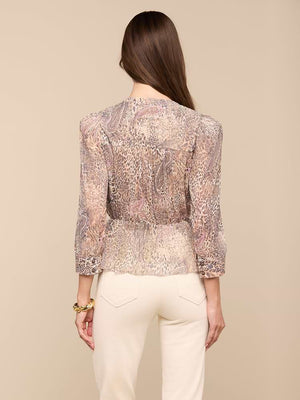 L'Agence Suri Puff Sleeve Top in Valencia Leopard