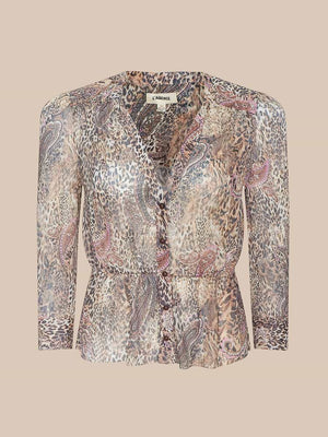 L'Agence Suri Puff Sleeve Top in Valencia Leopard