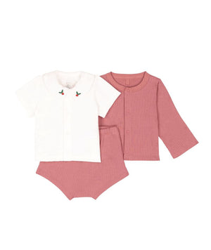 Petit Bateau 3-pc Set in Raspberry