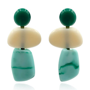 Michael Nash Jewelry Puzzle Resin Green Multi Triple Drop Earrings