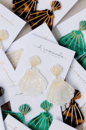 St. Armands White Tortoise Statement Shell Earrings