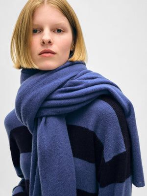 White + Warren Cashmere Travel Wrap in Blue Desk