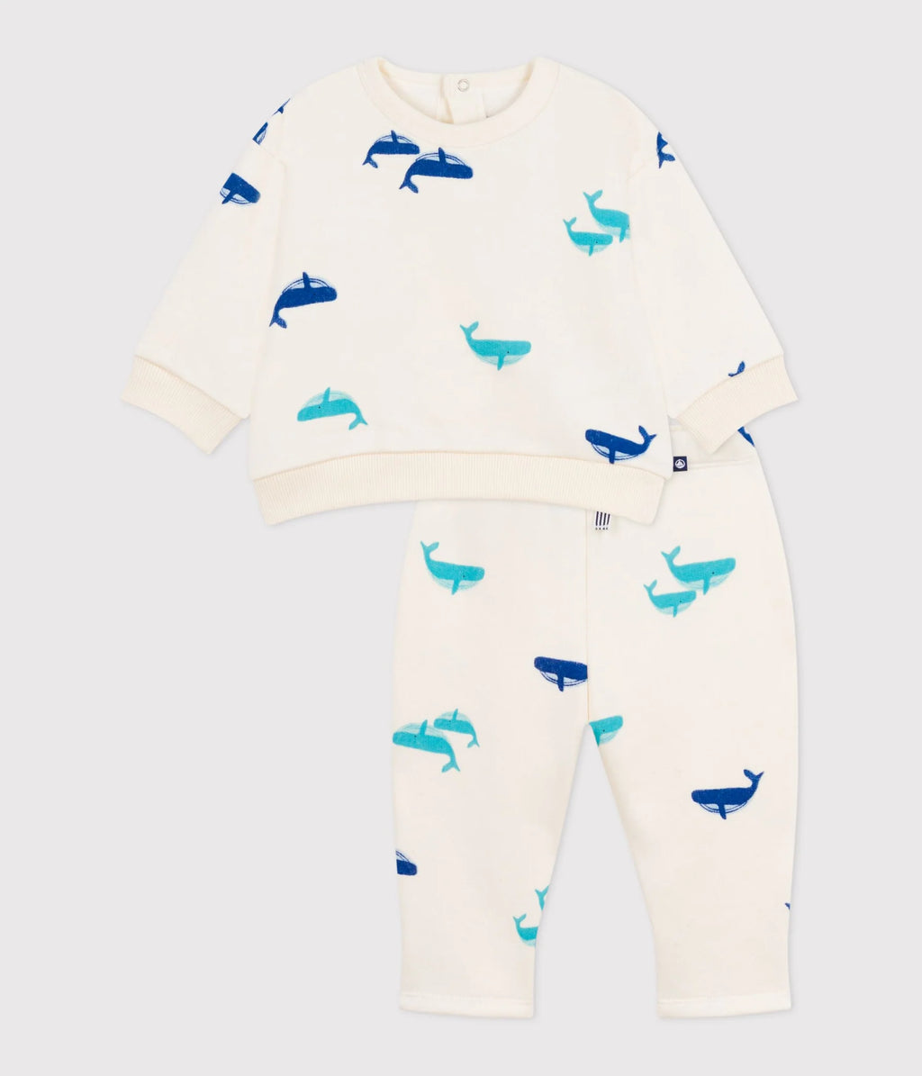 Petit Bateau 2 Piece Sweat Set in Whales