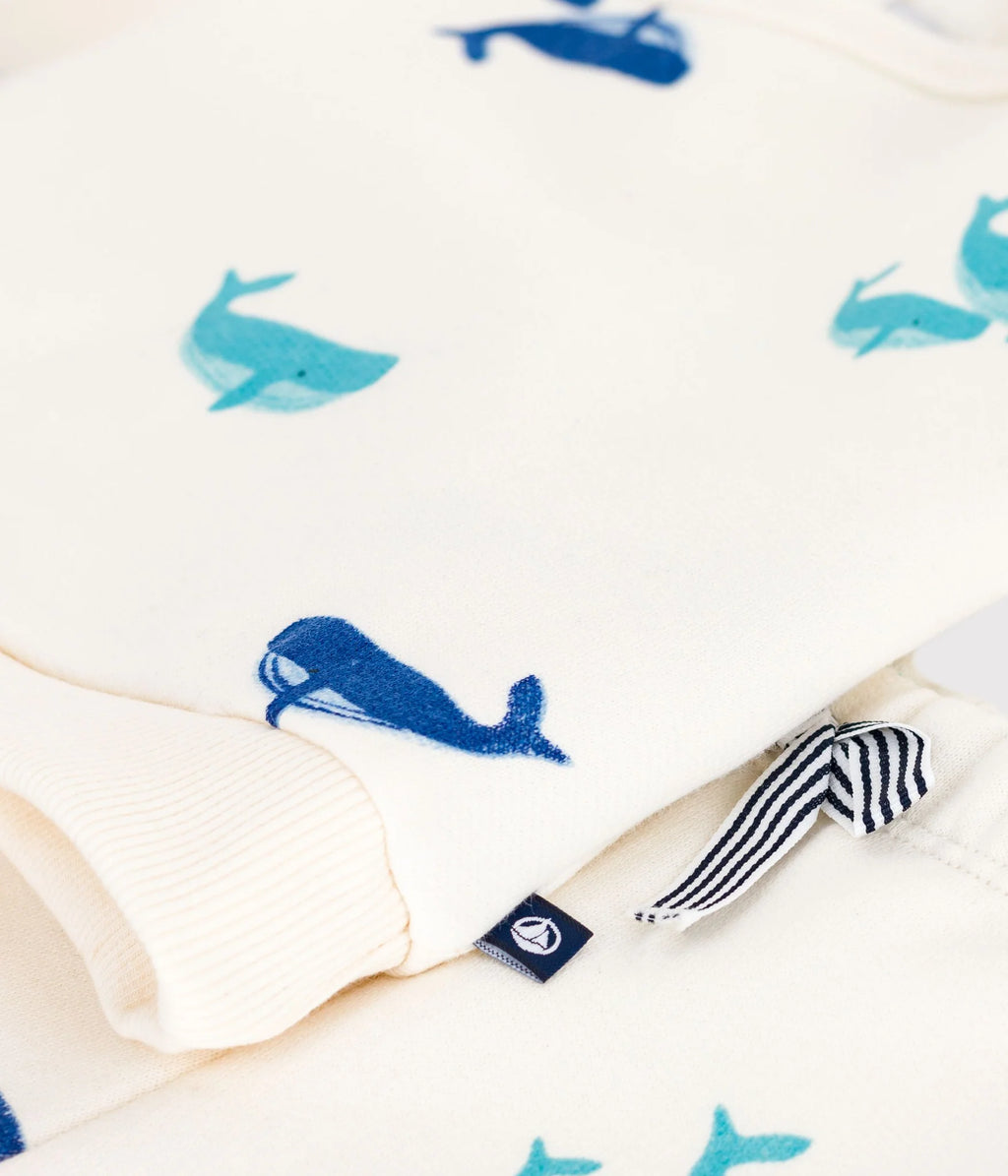 Petit Bateau 2 Piece Sweat Set in Whales