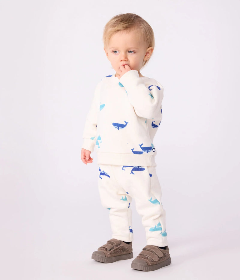 Petit Bateau 2 Piece Sweat Set in Whales