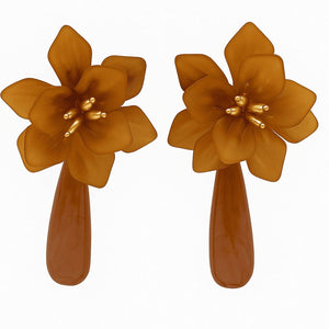 Michael Nash Jewelry Flora Carnelian Resin Flower Clip Earrings